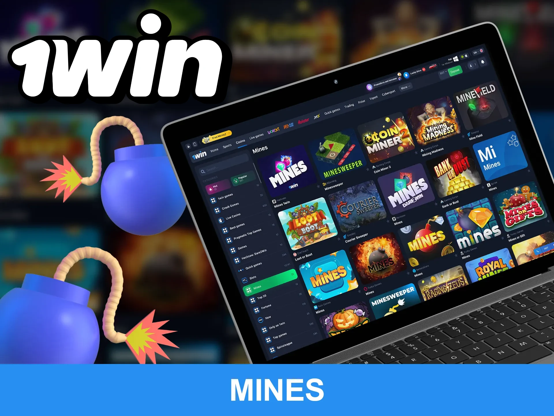 Avoid mines to become a winner at 1win.