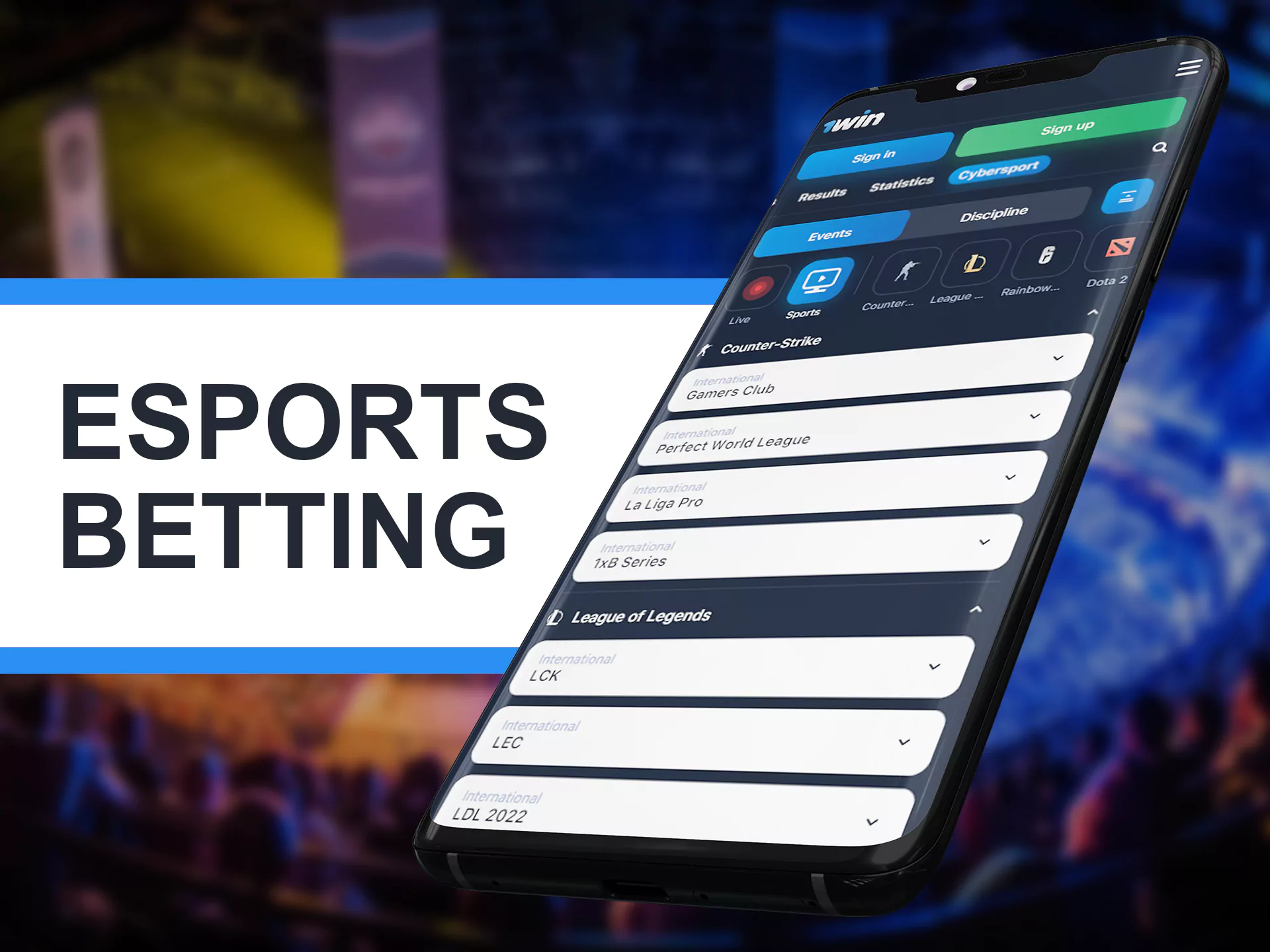 Bet on esports and watch matches online at 1win betting app.