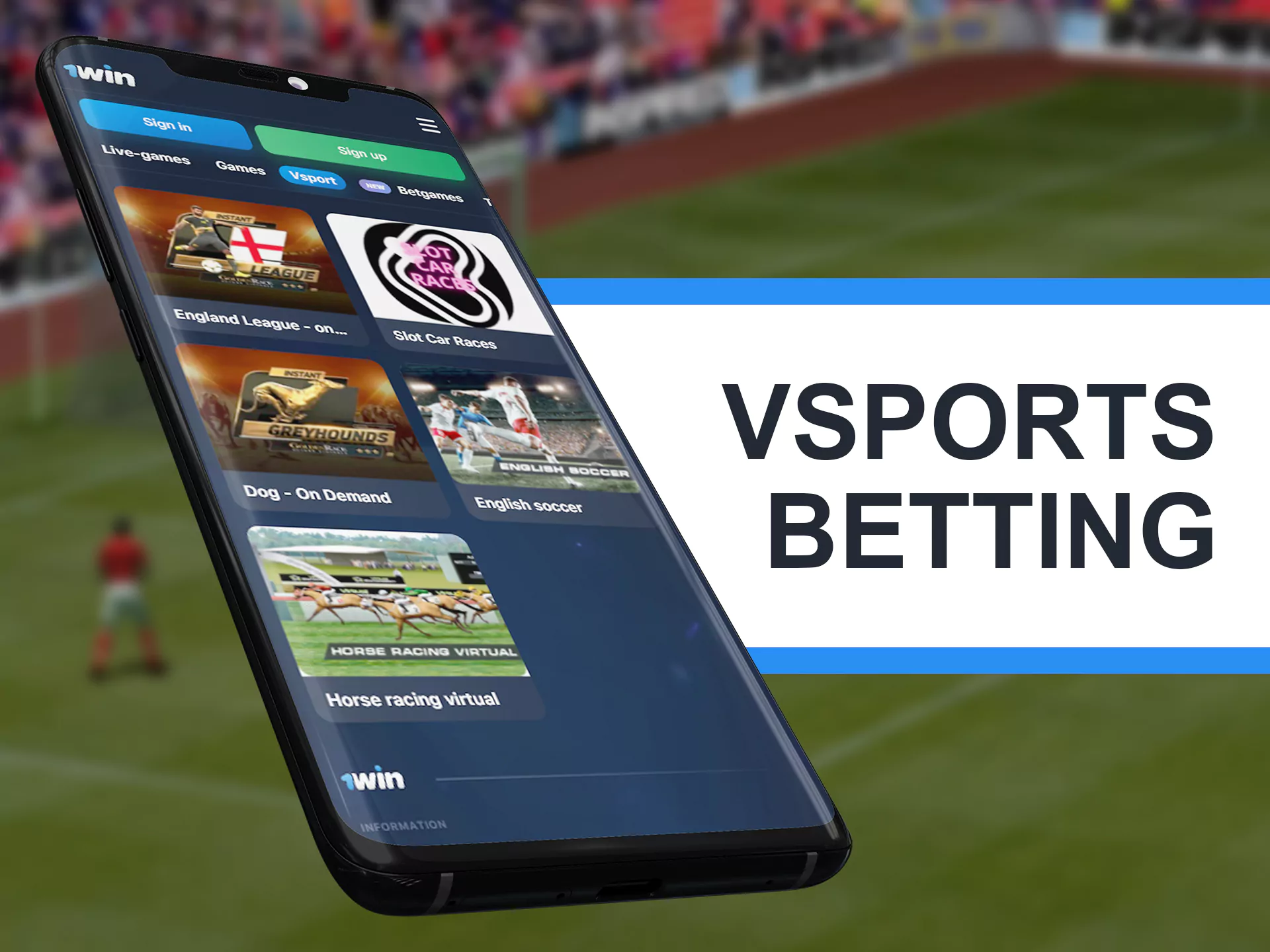 Watch and bet on vsports at 1win application.