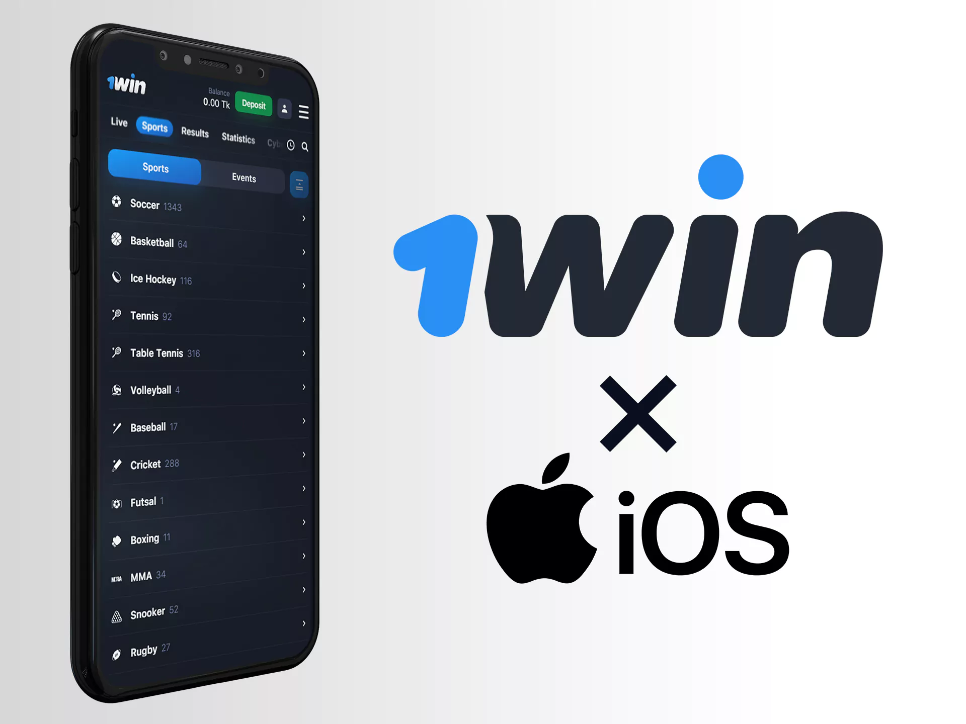 Software from 1win for iOS devices (iPhone, iPad).