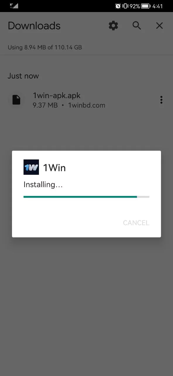 Install the 1Win app.