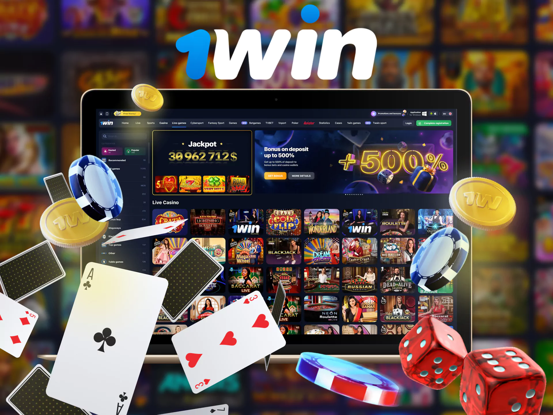 On 1Win you can play different games in the Live Casino.
