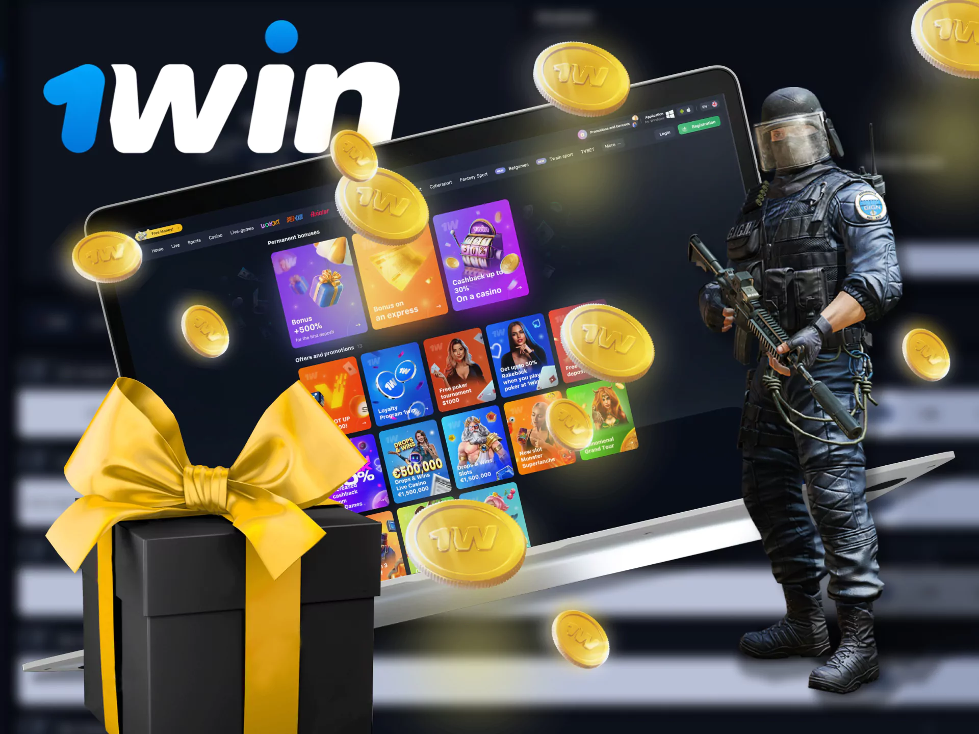 At 1Win you get a special bonus for betting.