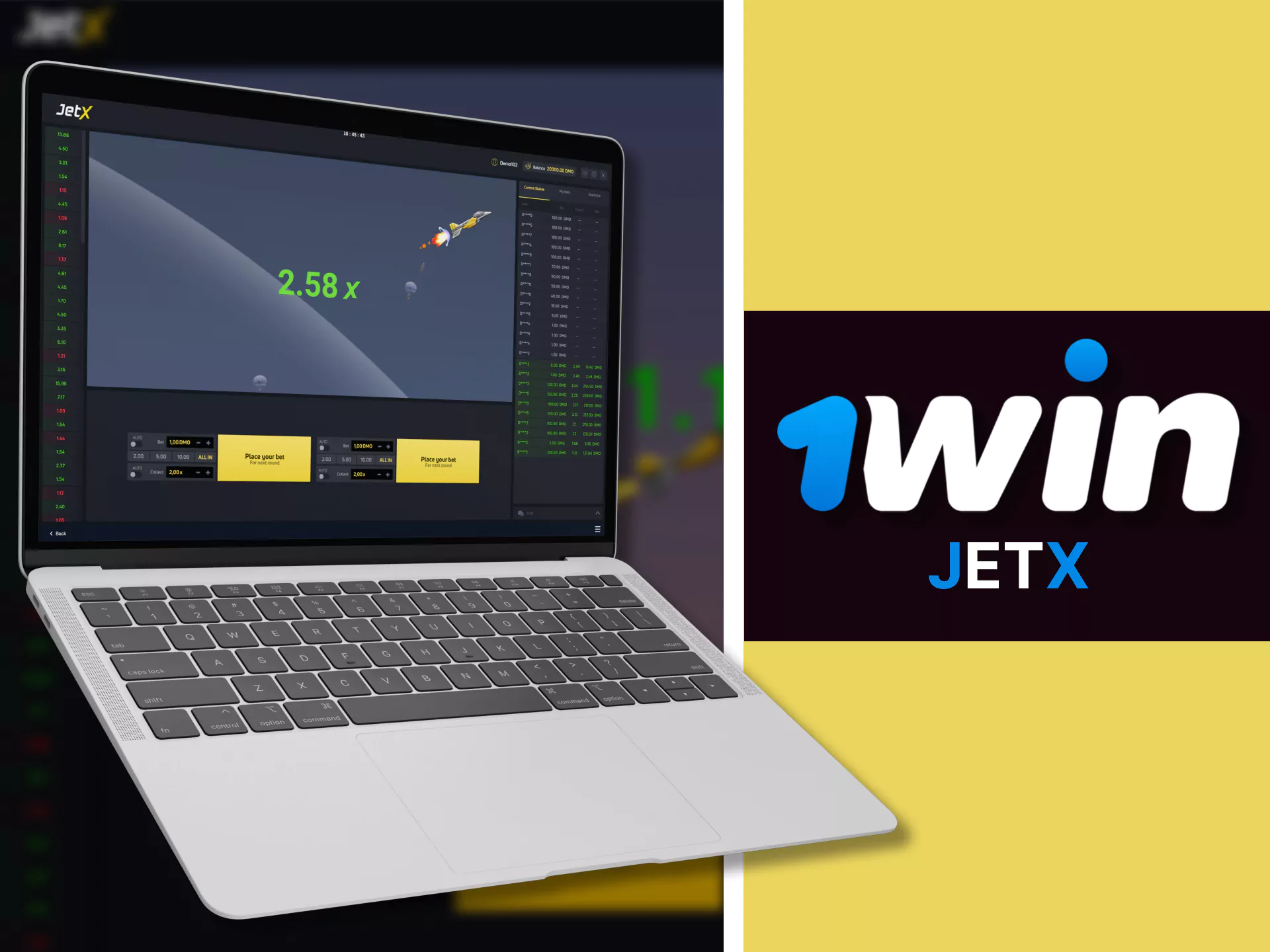 Play the exciting JetX at 1win.