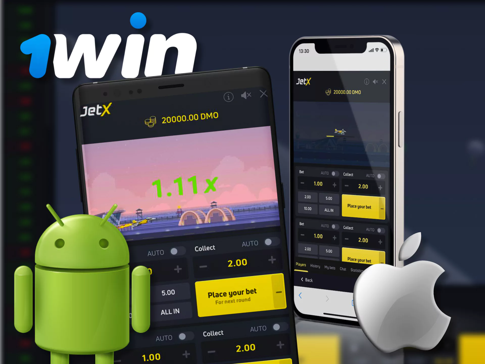At 1Win, you can bet on JetX directly from your phone through the app.