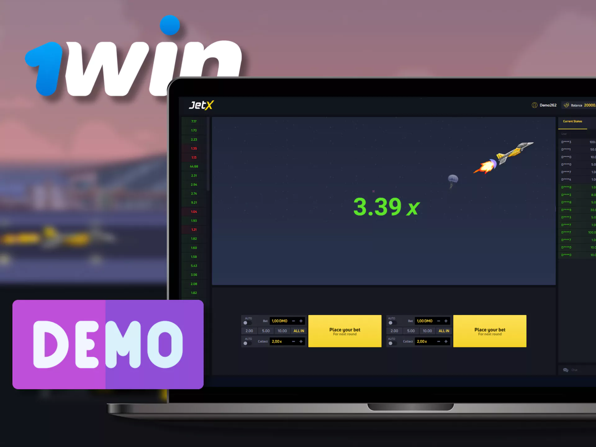On 1Win, try playing the JetX demo game.