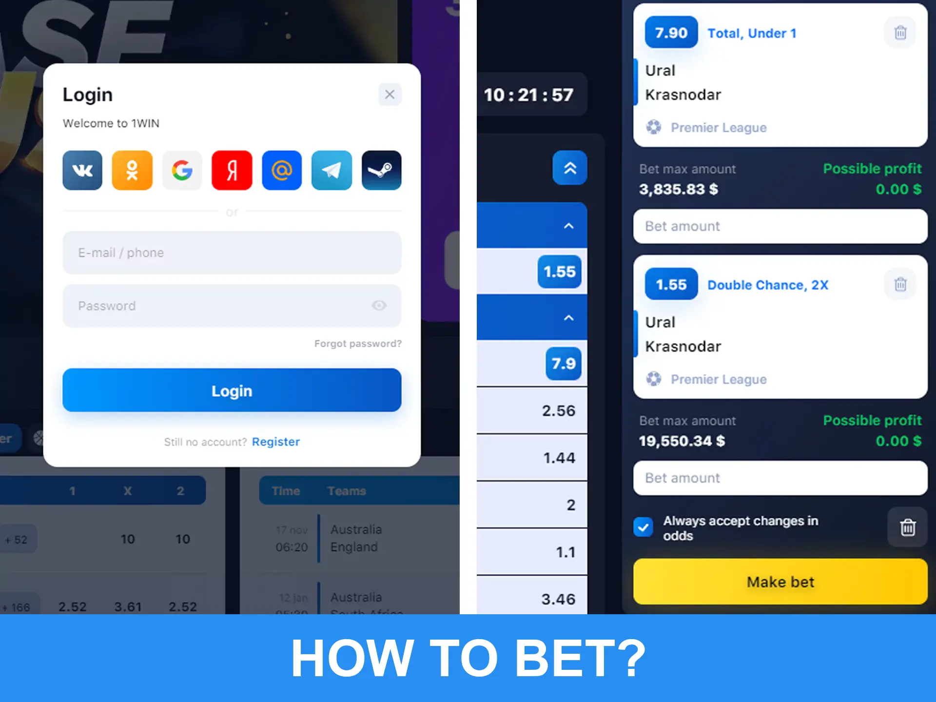 Use the menu with tournaments to bet at 1Win.
