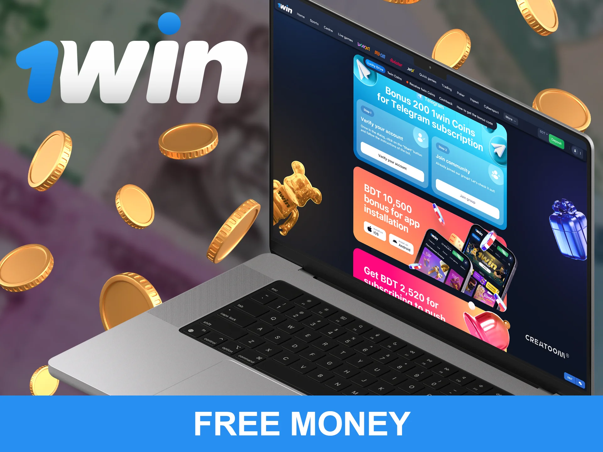 Complete tasks to get free money from 1win.