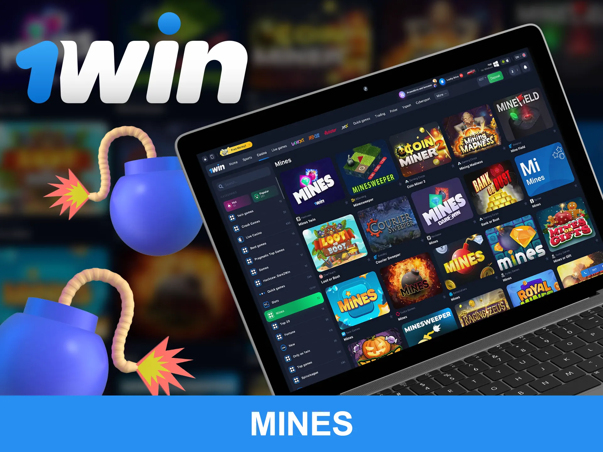Avoid mines to become a winner at 1win.