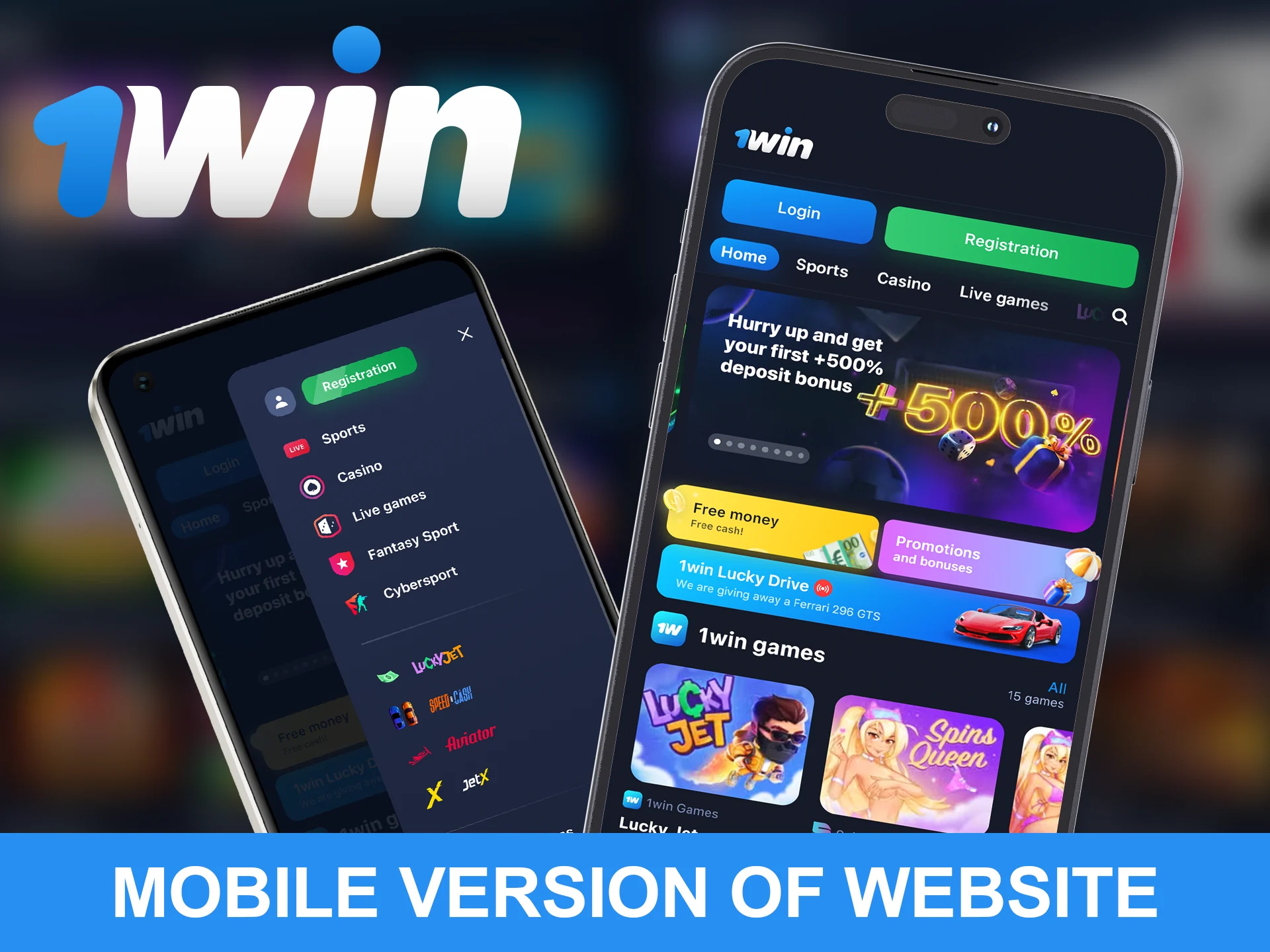 The mobile version of the 1win website is available on iOS and Android devices.
