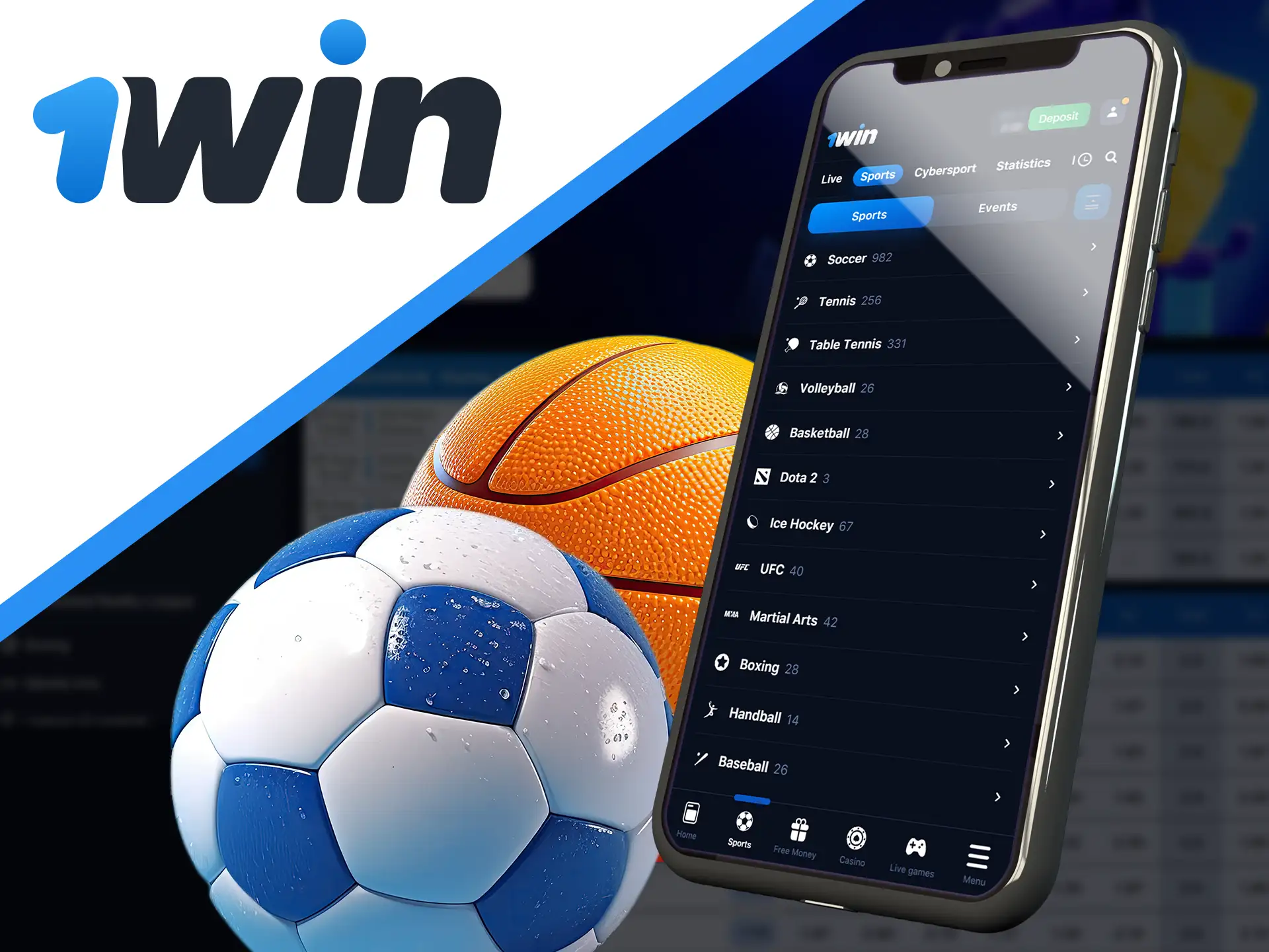 Which sports you can bet on in the 1win app.