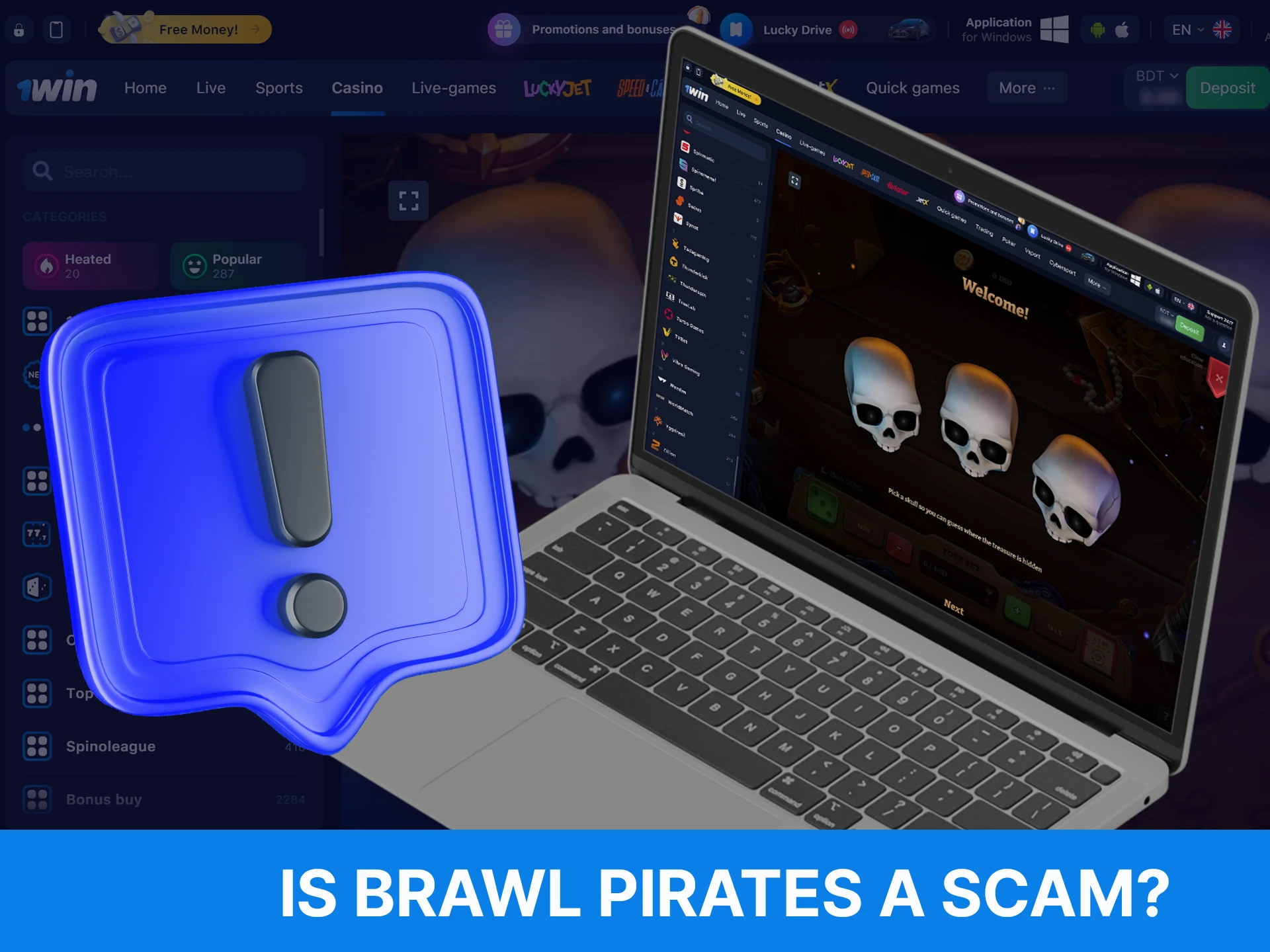 How to make sure Brawl Pirates on 1Win is not a scam.