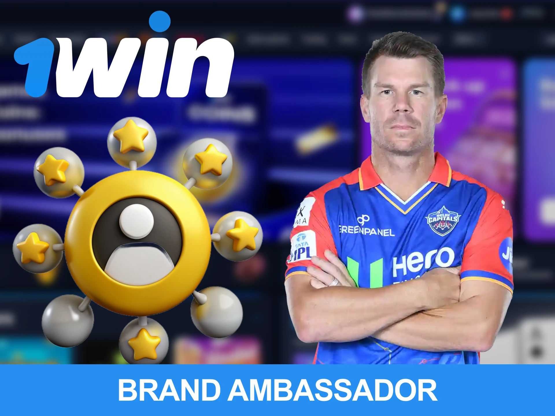 David Warner is the 1Win brand ambassador.