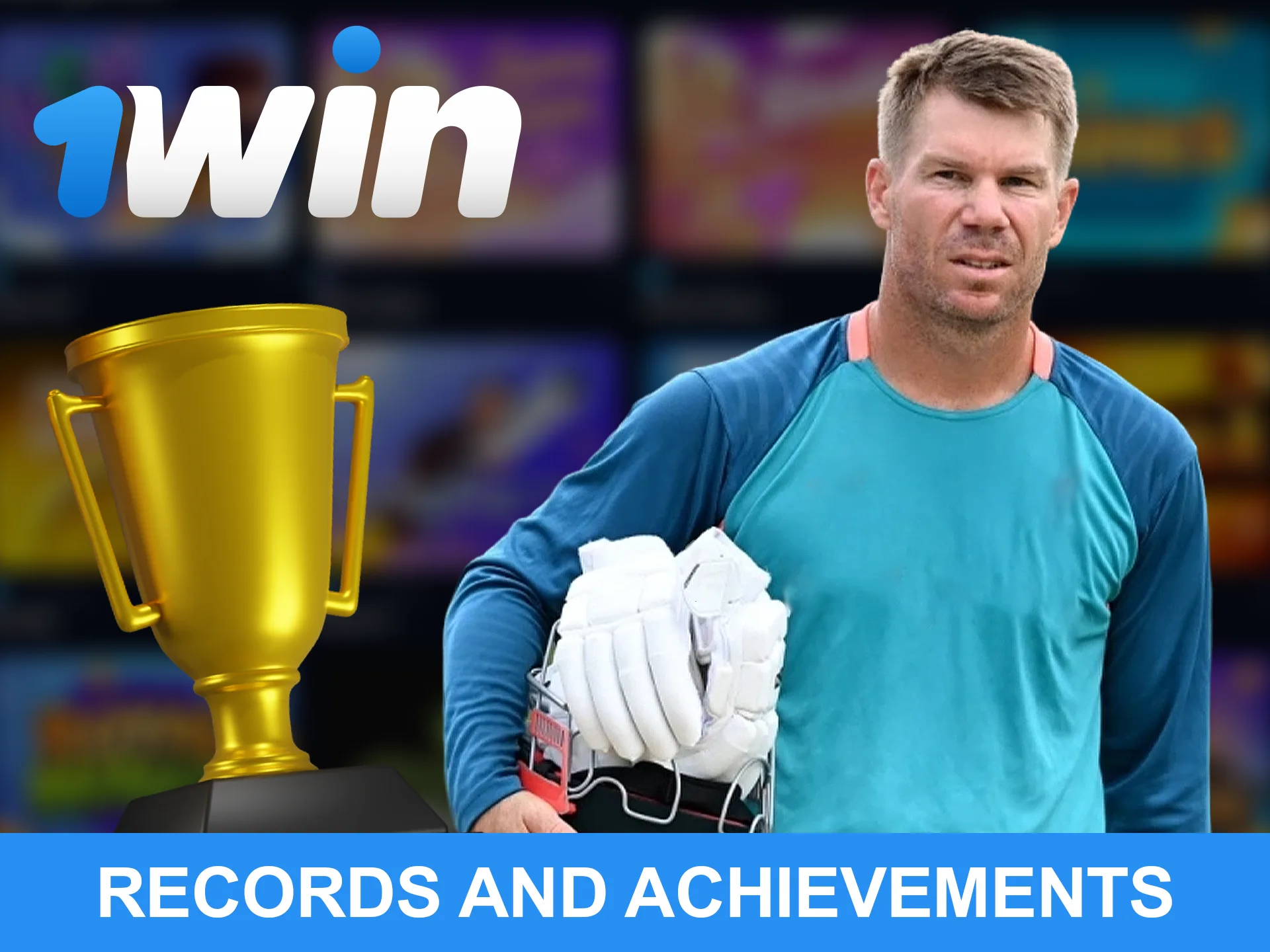 David Warner is a 1win ambassador with many career achievements.