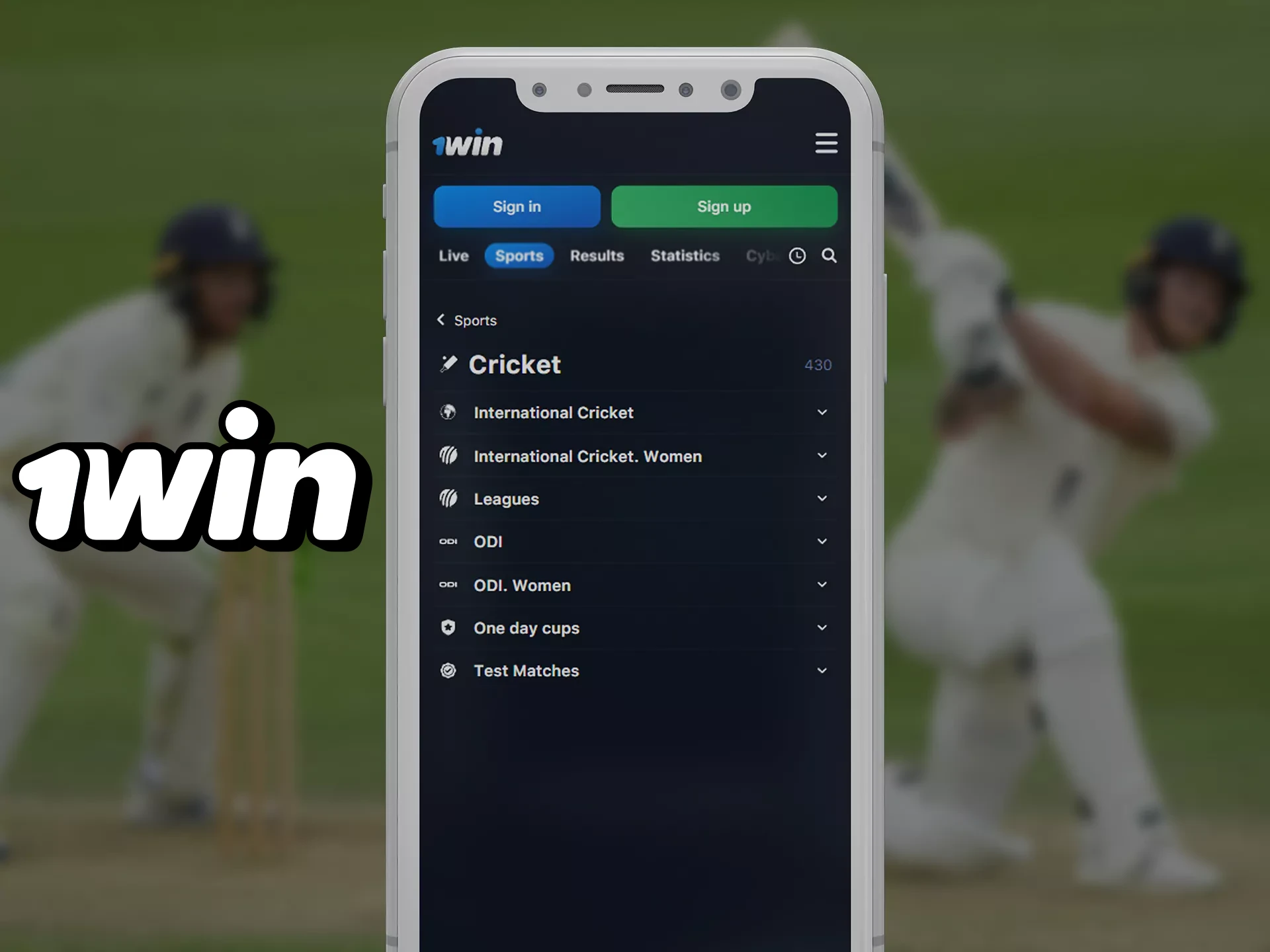 Bet on cricket on the 1win app.